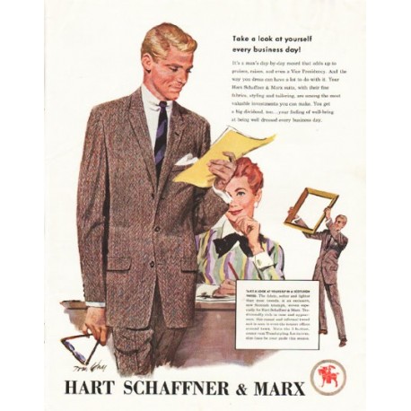 1956 Hart Schaffner & Marx Ad "look at yourself"