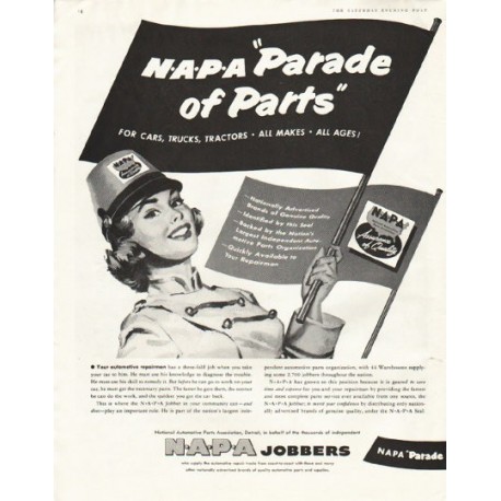 1956 NAPA Auto Parts Ad "Parade of Parts"