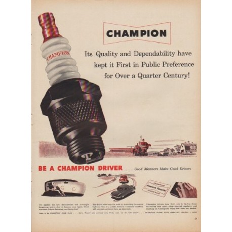1950 Champion Ad "Quality and Dependability"