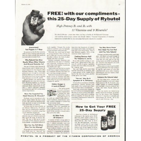 1956 Rybutol Ad "25-Day Supply"