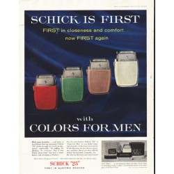 1956 Schick Shaver Ad "Schick Is First"