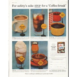 1956 Pan-American Coffee Bureau Ad "For safety's sake"