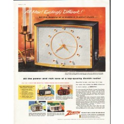 1956 Zenith Ad "modern mantel clock"