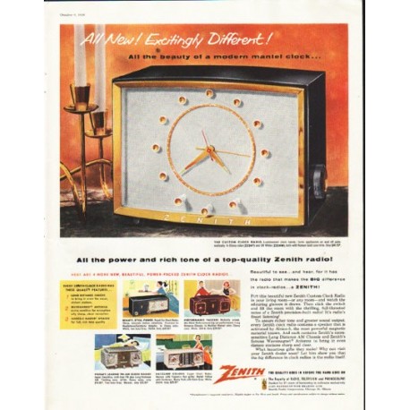 1956 Zenith Ad "modern mantel clock"