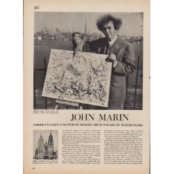 1950 John Marin article w/ artwork "Wizard of Watercolors"