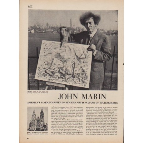 1950 John Marin article w/ artwork "Wizard of Watercolors"