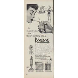 1950 Ronson Ad "in summertime, too ... there's nothing like a Ronson"