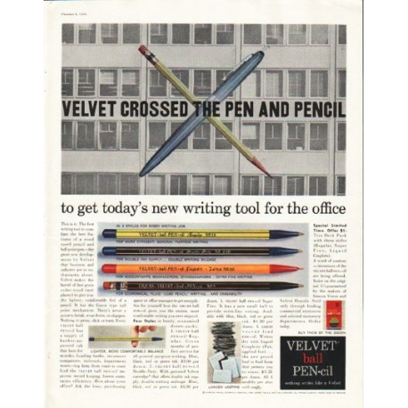1956 American Pencil Company Vintage Ad "Velvet Crossed"