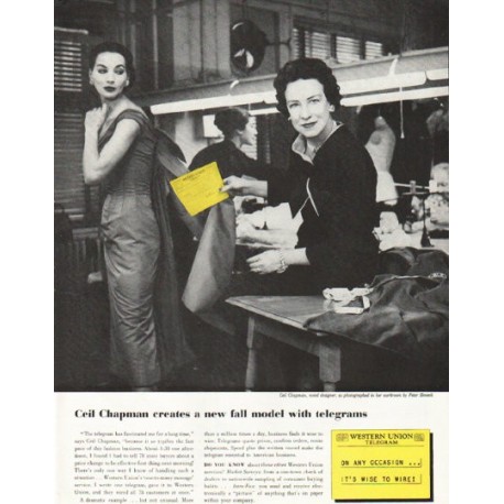 1956 Western Union Ad "Ceil Chapman"