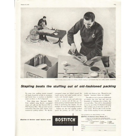 1956 Bostitch Ad "beats the stuffing"