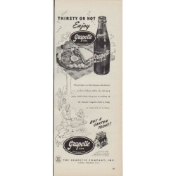 1950 Grapette Soda Ad "Thirsty Or Not Enjoy Grapette Soda"