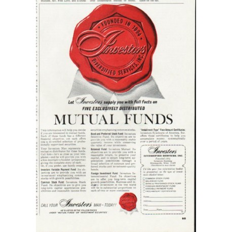 1965 Investors Diversified Services Ad "Mutual Funds"
