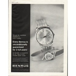 1961 Benrus Watch Ad "matchless standard"