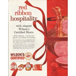 1961 Wilson's Certified Meats Ad "red ribbon hospitality"