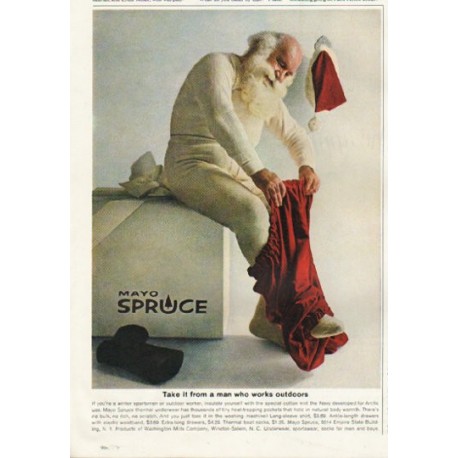 1961 Mayo Spruce Ad "a man who works outdoors"