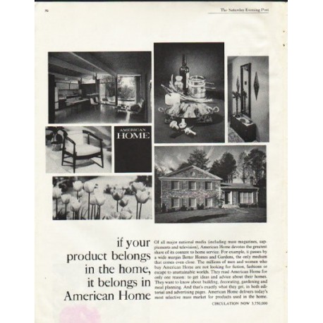 1961 American Home Magazine Ad "it belongs"