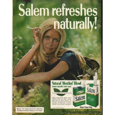 1972 Salem Cigarettes Ad "Salem refreshes naturally"