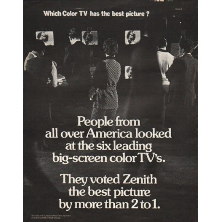 1972 Zenith Television Ad "Which Color TV"
