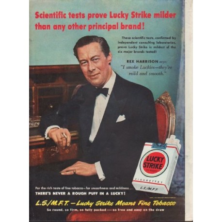 1950 Lucky Strike Ad "Scientific tests prove Lucky Strike milder"