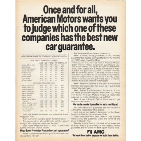1973 American Motors Ad "Once and for all" ~ (model year 1973)