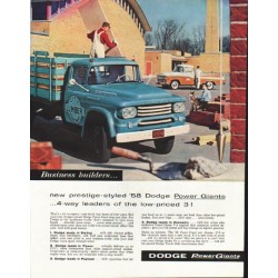 1958 Dodge Trucks Ad "Power Giants" ~ (model year 1958)