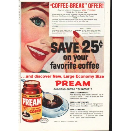 1958 Pream Ad "Coffee-Break"