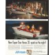 1958 Johnson Outboard Engine Ad "quiet as the night"