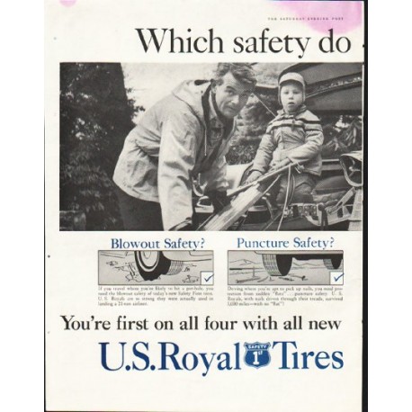 1958 U.S. Royal Tires Ad "Which safety"