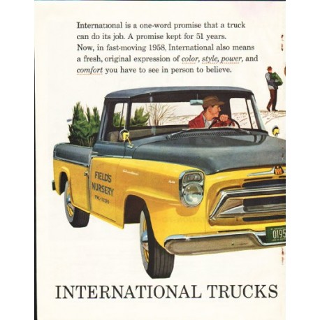 1958 International Harvester Ad "one-word promise" ~ (model year 1958)