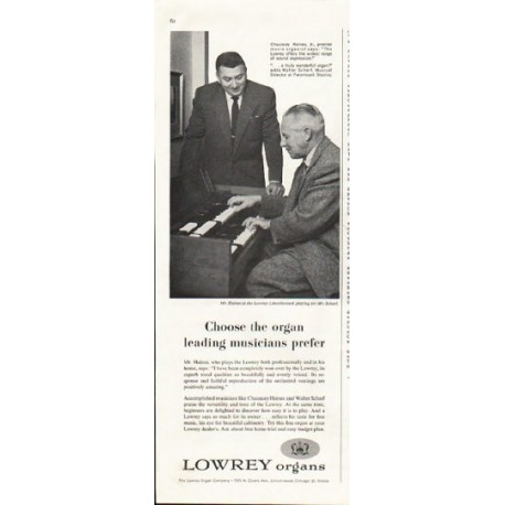 1958 Lowrey Organs Ad "Choose the organ"