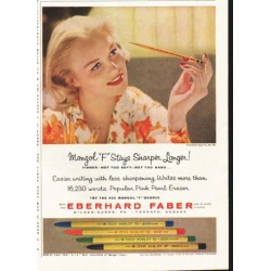 1958 Eberhard Faber Ad "Stays Sharp Longer"