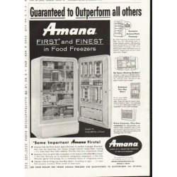 1958 Amana Freezer Ad "First and Finest"