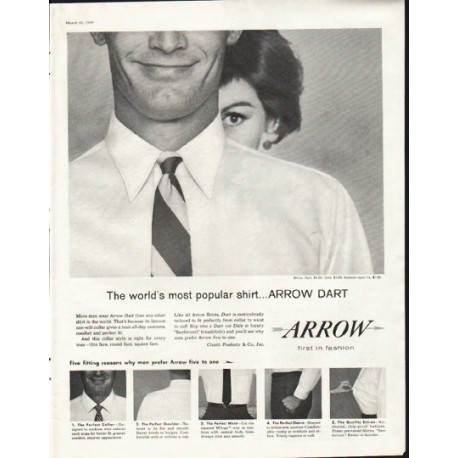 1958 Arrow Shirt Ad "most popular shirt"