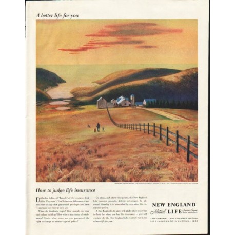 1958 New England Mutual Life Insurance Company Ad "better life"