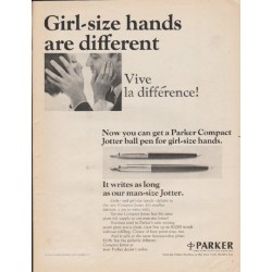 1965 Parker Pens Ad "Girl-size hands"