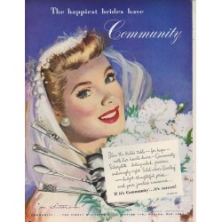 1949 Community Silverplate Ad "The happiest brides have Community"