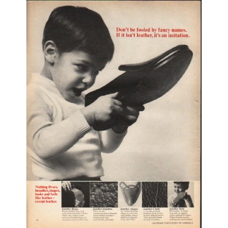 1965 Leather Industries of America Ad "Don't be fooled"