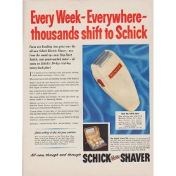 1949 Schick Ad "Every Week - Everywhere - thousands shift to Schick"