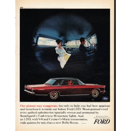 1965 Ford Galaxie Ad "Our picture may exaggerate" ~ (model year 1965)