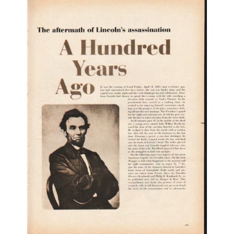 1965 Lincoln Assassination Article "A Hundred Years Ago"