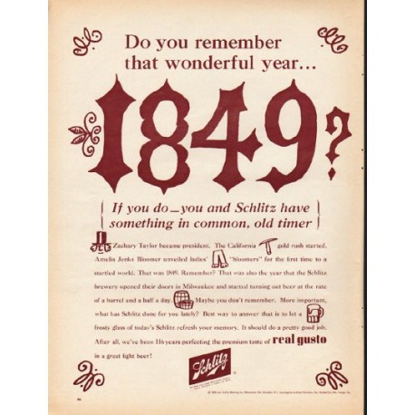 1965 Schlitz Beer Ad "Do you remember that wonderful year"