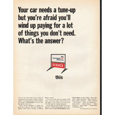 1965 United Delco Ad "Your car needs a tune-up"