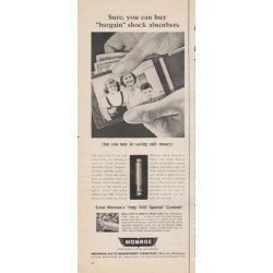 1965 Monroe Shocks Ad ""bargain" shock absorbers"