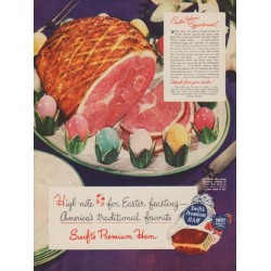 1949 Swift's Premium Ham Ad "High note for Easter feasting"