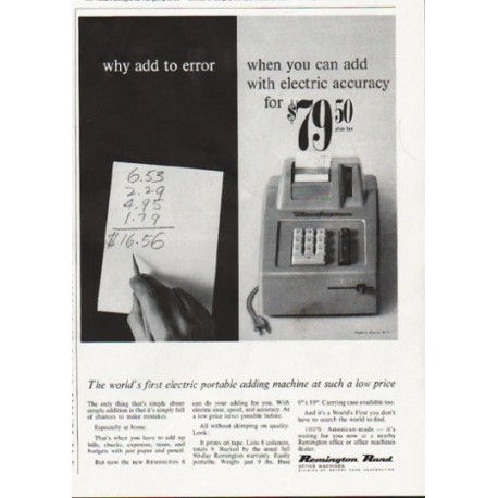 1963 Remington Rand Ad "why add to error"