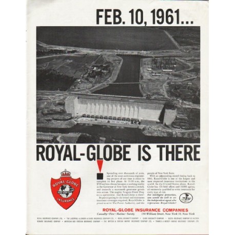 1963 Royal-Globe Insurance Companies Ad "Feb. 10, 1961"