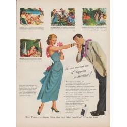 1949 Jergens Lotion Ad "No one warned me IT* happens in HAWAII !"