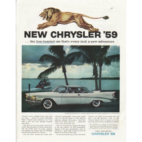 1959 Chrysler Saratoga Ad "the lion-hearted car" ~ (model year 1959)