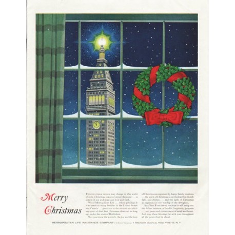 1958 Metropolitan Life Insurance Company Ad "Merry Christmas"