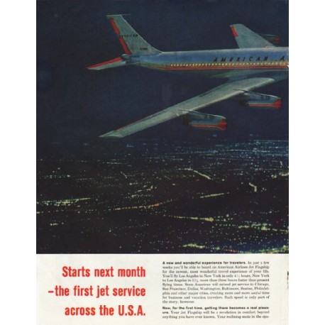 1958 American Airlines Ad "Across the continent"